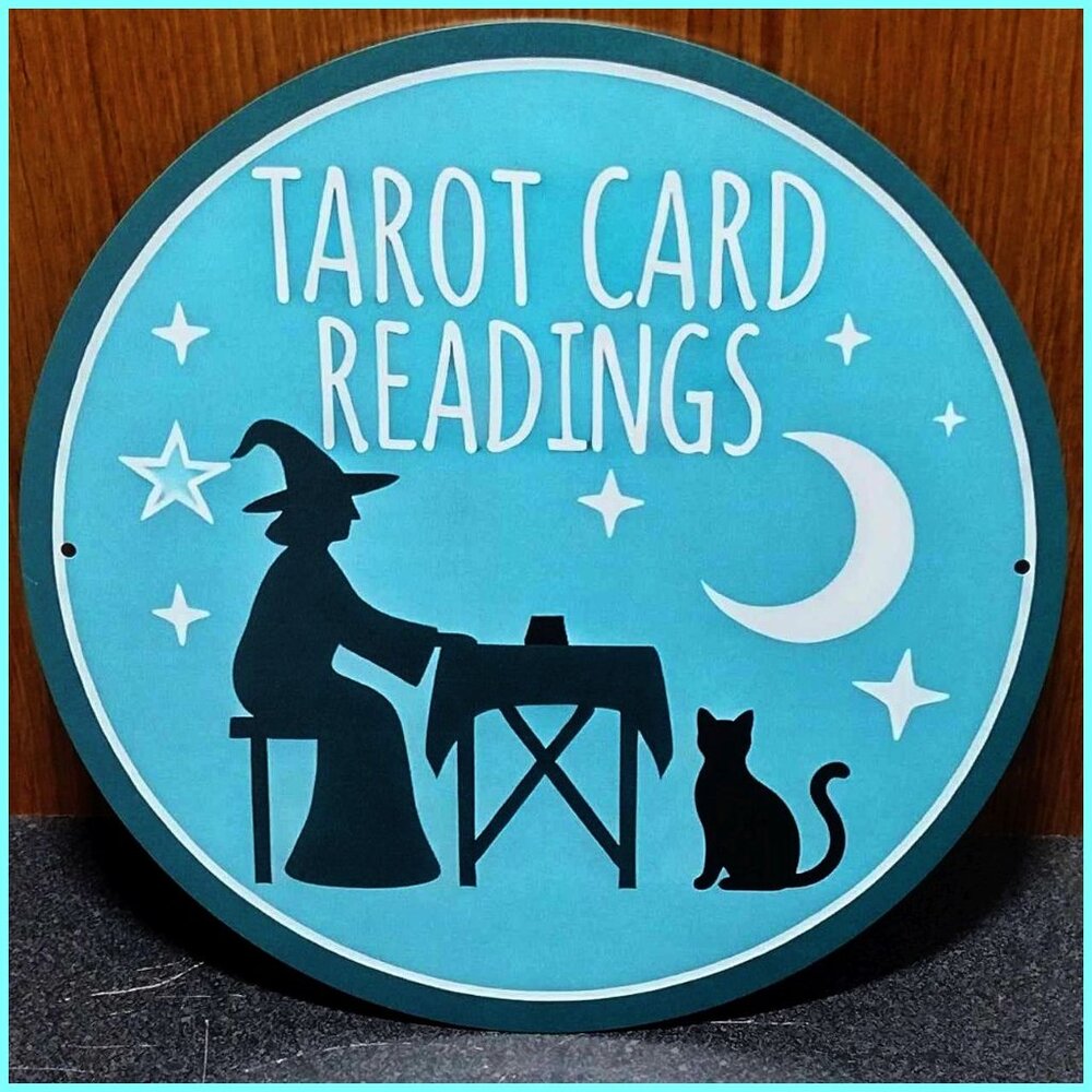 New -  Circular Metal Tarot Card Readings Sign